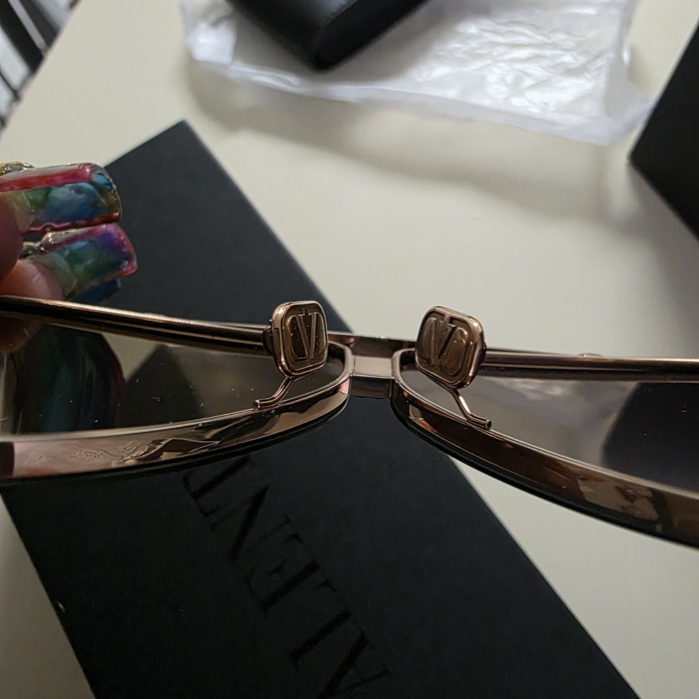 Valentino Black and Gold Aviator Sunglasses - Picture 6 of 16